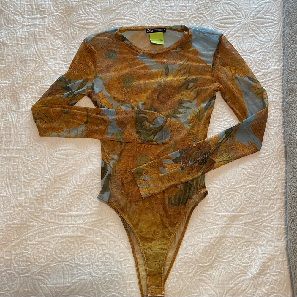 ZARA TULLE VAN GOGH SUNFLOWER BODYSUIT
